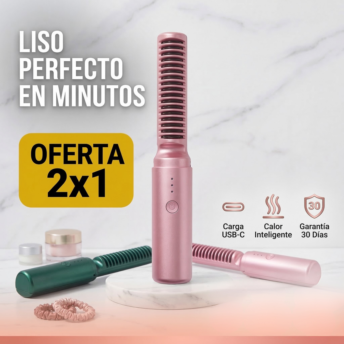 LuminaVelvet Elite: Cepillo Alisador Inteligente 360°