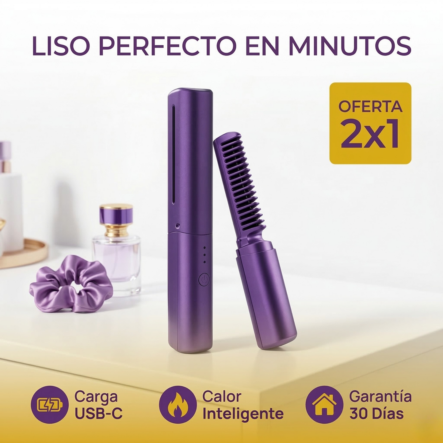 LuminaVelvet Elite: Cepillo Alisador Inteligente 360°