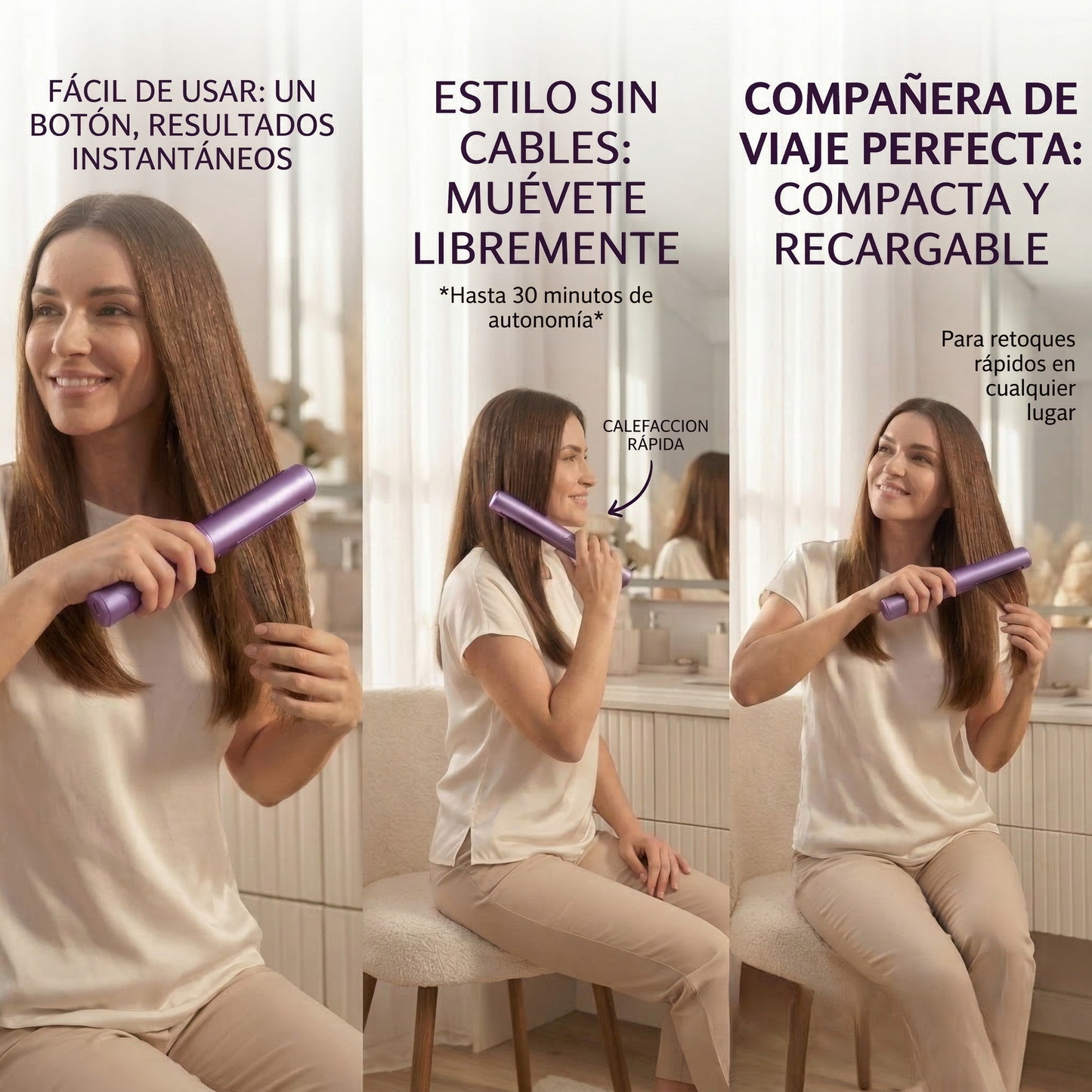 LuminaVelvet Elite: Cepillo Alisador Inteligente 360°