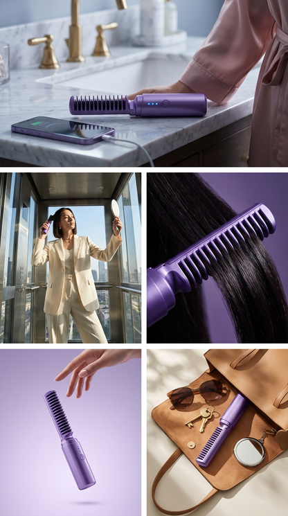 LuminaVelvet Elite: Cepillo Alisador Inteligente 360°